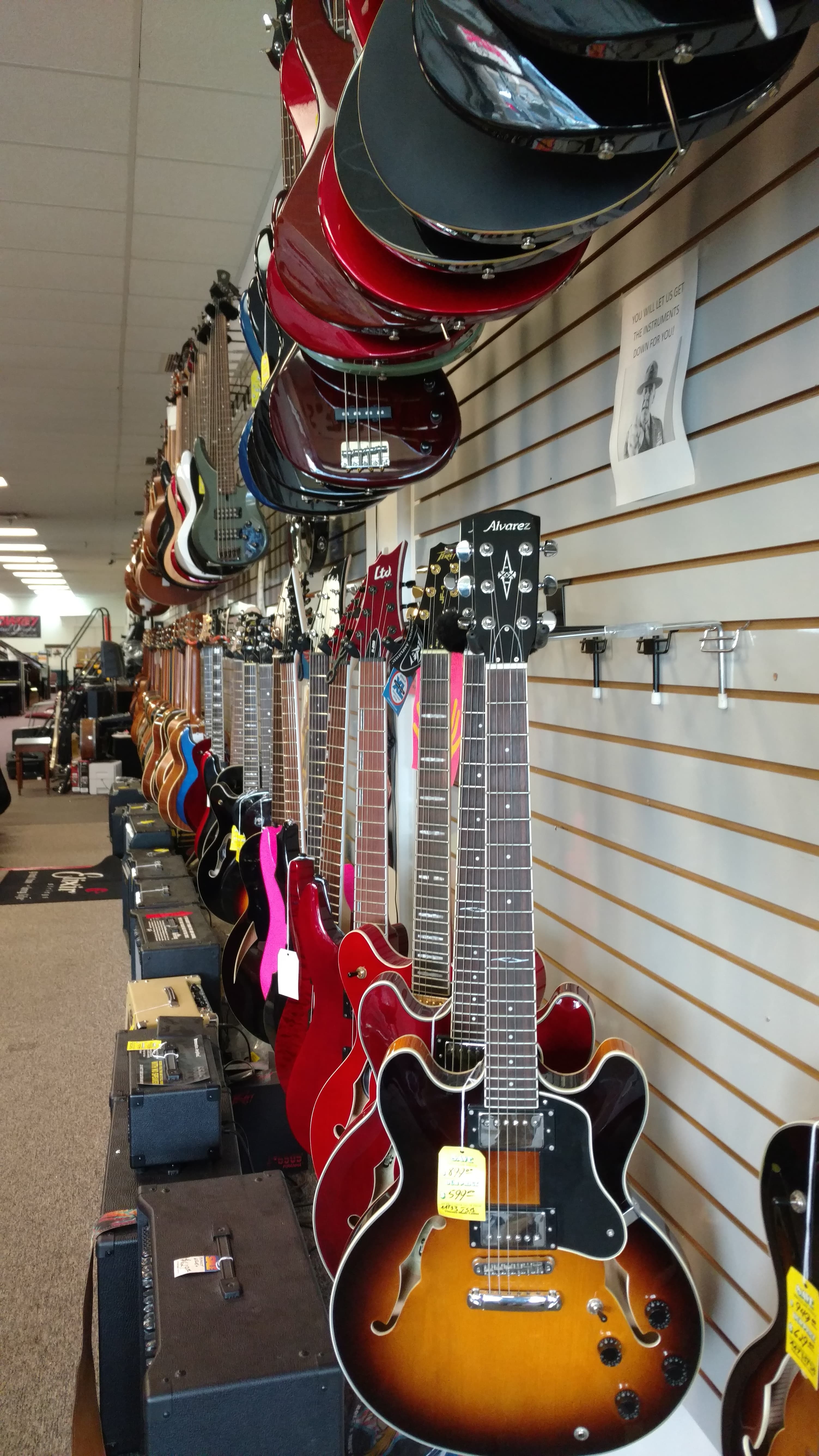 Guitar wall at Vittone's Music Center